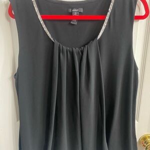 Alfani Black Rhinestone-Trim Sleeveless Pleated Front Camisole